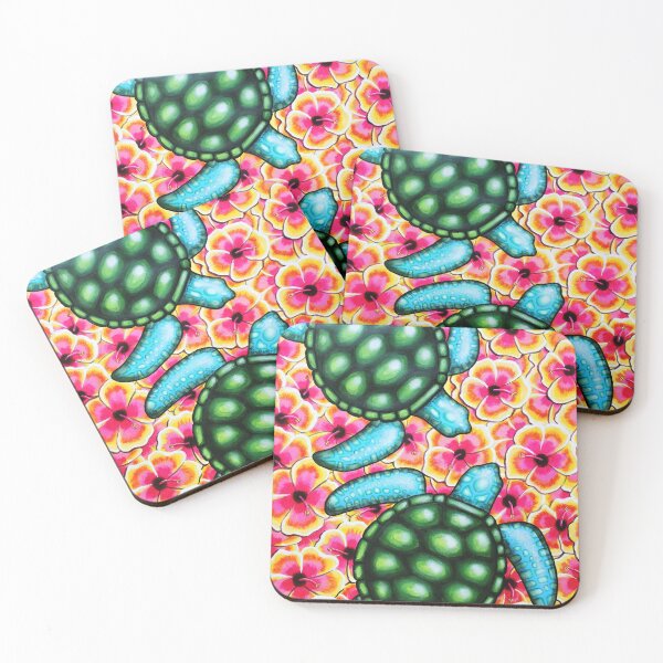Item preview, Hibiscus Flowers with Turtles by Australian artist Laural Retz designed and sold by Laural Retz.