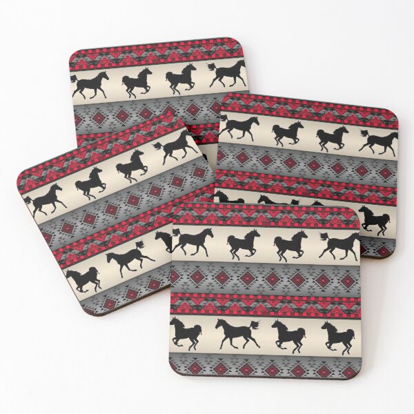 Item preview, Red Tribal Horse Pattern designed and sold by CheekyChicChic.