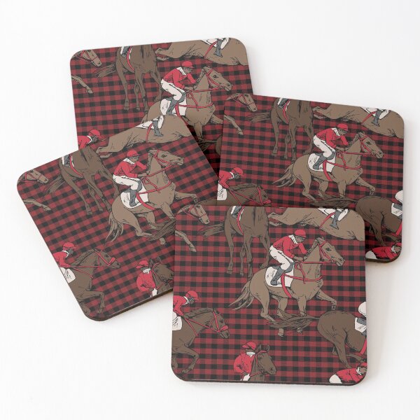 Item preview, Racing Horse Red Plaid Pattern designed and sold by CheekyChicChic.
