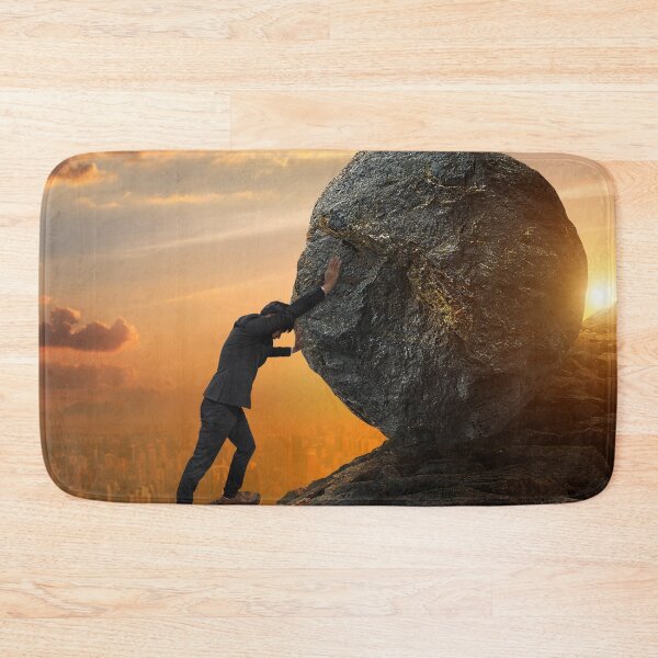 Item preview, Business Man Pushing Large Stone up Hill designed and sold by JTS STORE.