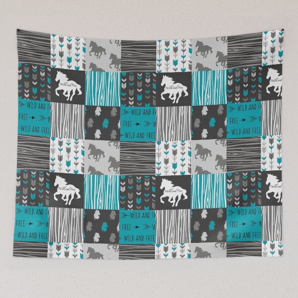 Item preview, Wild And Free Horse Pattern Blue designed and sold by CheekyChicChic.