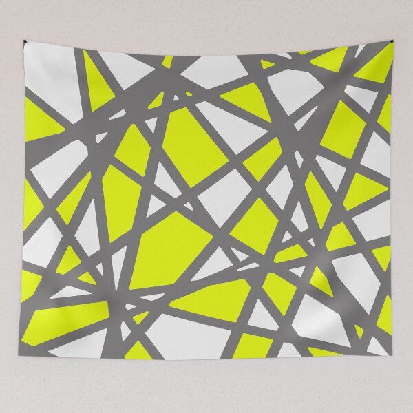 Item preview, Irregular White Shapes With Vivid Yellow Accents Abstract Art designed and sold by taiche.