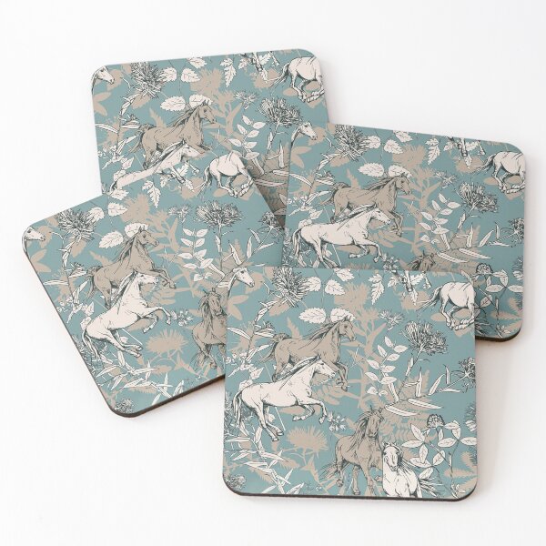 Item preview, Dibujo de caballo floral en patrón azul designed and sold by CheekyChicChic.