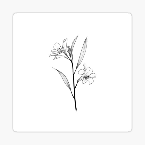 Pegatina «Pegatina Tatuaje de flor de lirios blanco y negro» de FProdigy98  | Redbubble