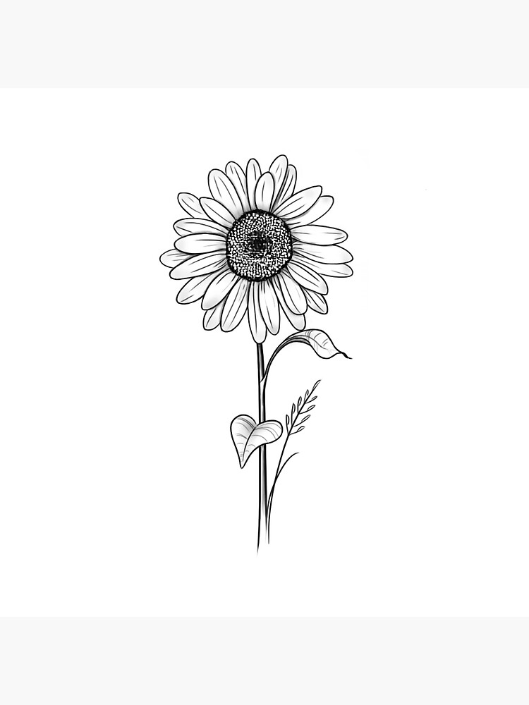 "Black and White Sunflower Blackeyed Susan Flower Tattoo Sticker