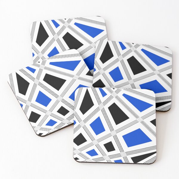 Item preview, Abstract geometric pattern - blue, black and white. designed and sold by K.S ART.