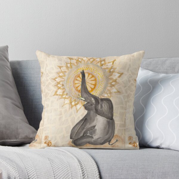 Item preview, Cute Elephant with golden mandala Ink and watercolour art designed and sold by Pragonette.