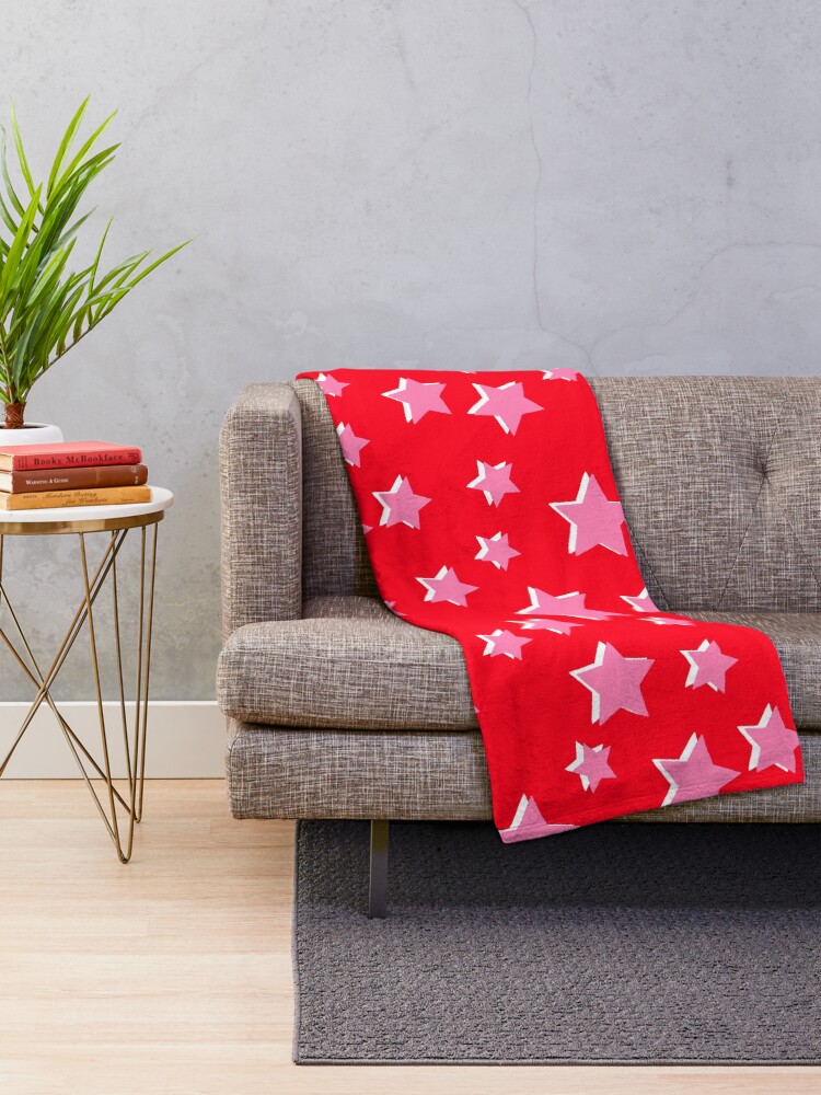 Pink Stars on Bright Red Star Pattern Throw Blanket for Sale by OneThreeSix Redbubble