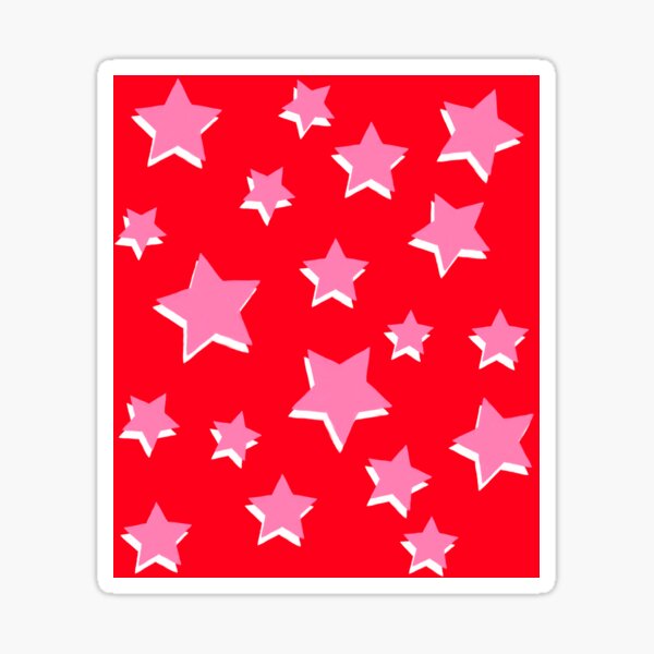 Pink Stars On Bright Red Star Pattern Sticker By Onethreesix Redbubble