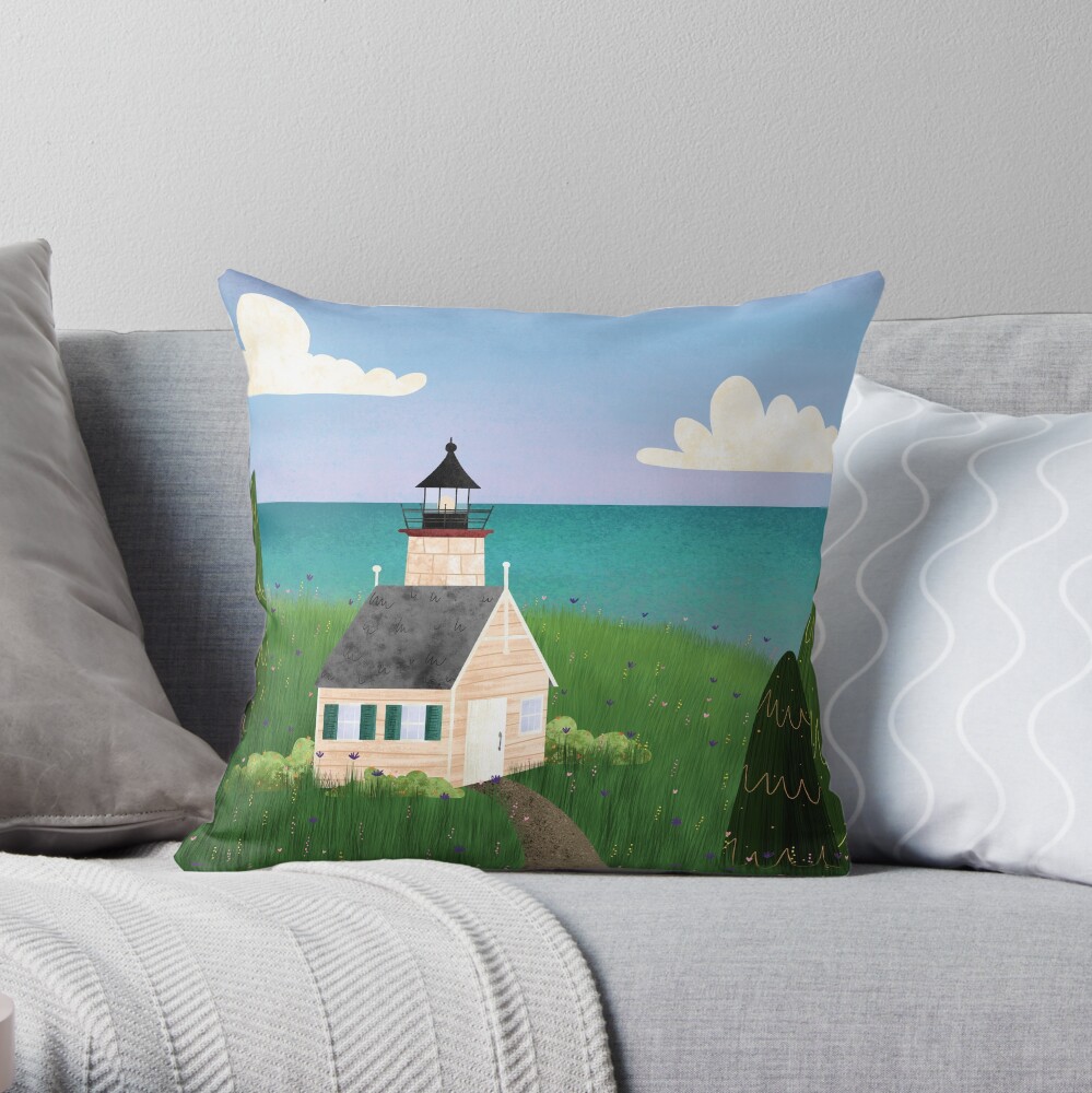 Michigan Lighthouse Throw Pillow