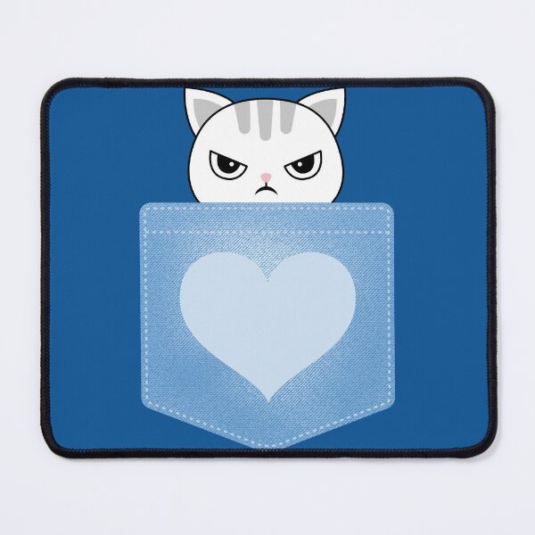 Item preview, Kawaii Fluffy Angry Neko Cat in Shirt Pocket designed and sold by Meek-Anime.