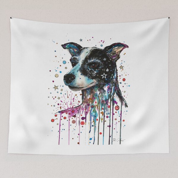Item preview, White and black dog illustration, Artist Drawing, Portrait of a mad dog, watercolor Painting, animals designed and sold by Moha47.
