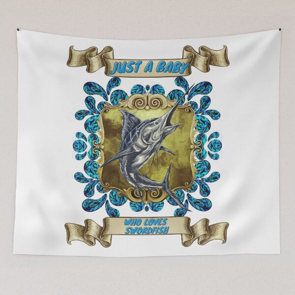Item preview, Just a baby who loves swordfish - Colorful compositions, art and animals, funny drawings designed and sold by AdvanceDesign.