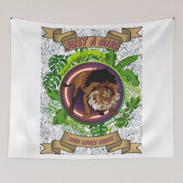 Item preview, Just a girl who loves lions - Colorful compositions, art and animals, funny drawings designed and sold by AdvanceDesign.