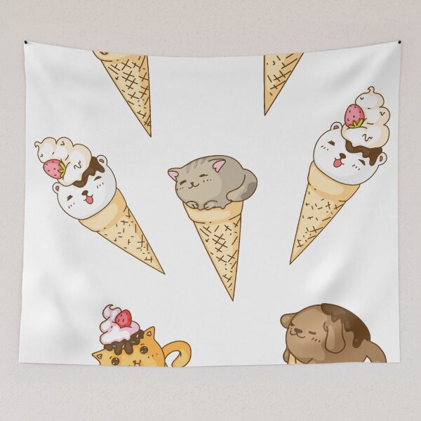 Item preview, Cute Kawaii Bunny Ice-cream Cone Sticker Set designed and sold by YuviMK.