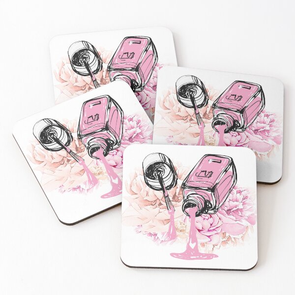 Item preview, Blush pink nail polish and peony flowers designed and sold by jalinaart.