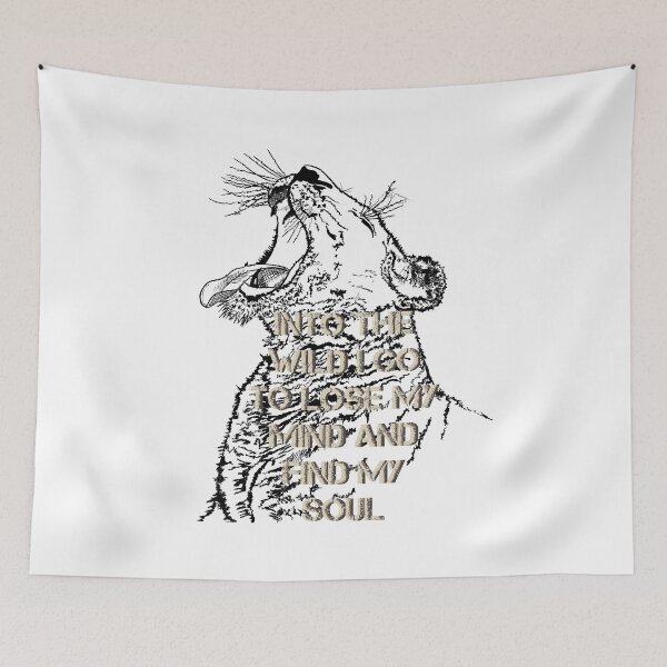 Item preview, Lioness, Into the wild I go to lose my mind and find my soul, Line art quote designed and sold by DebbieJoyArt.