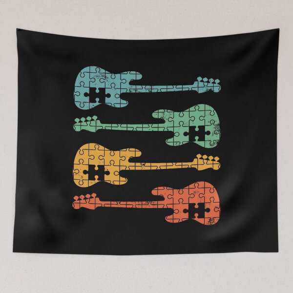 Item preview, J-Style Bass Guitar Puzzle Cool Retro Colors designed and sold by nightsworthy.