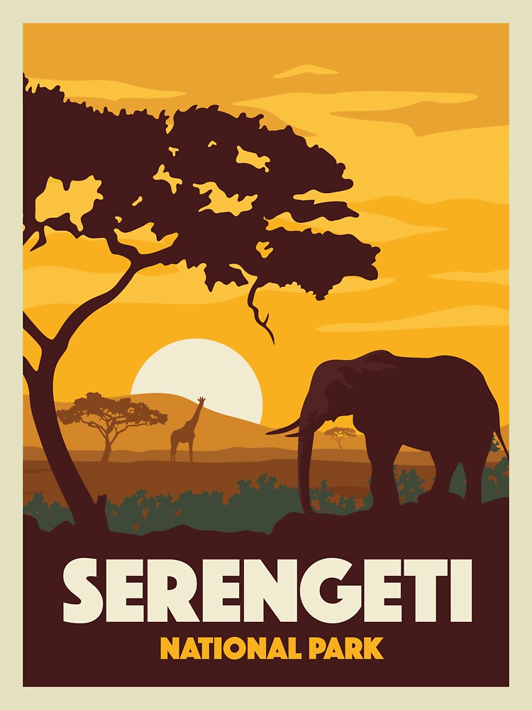 "Serengeti National Park Travel Poster Print" Sticker for Sale by