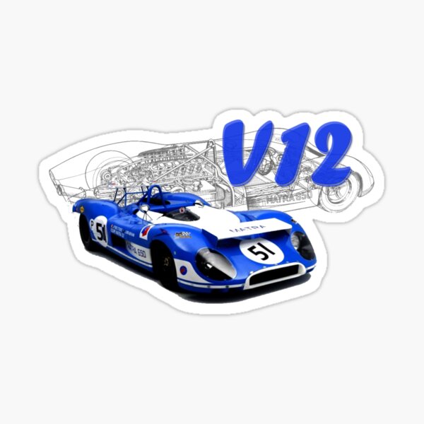 Matra MS 650 V12 Sport Prototype Race Car blueprint Sticker