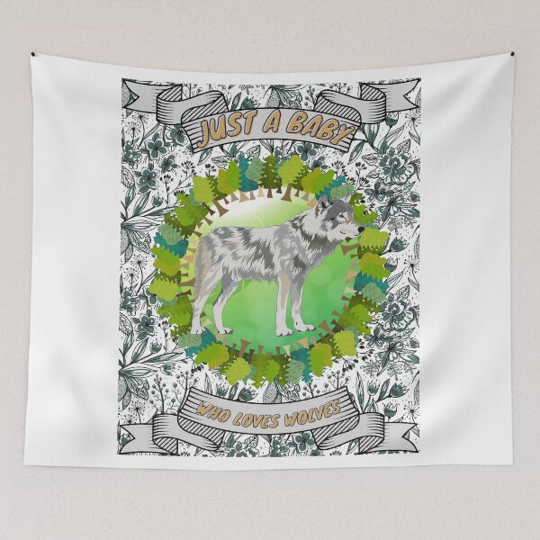 Item preview, Just a baby who loves wolves - Colorful compositions, art and animals, funny drawings designed and sold by AdvanceDesign.