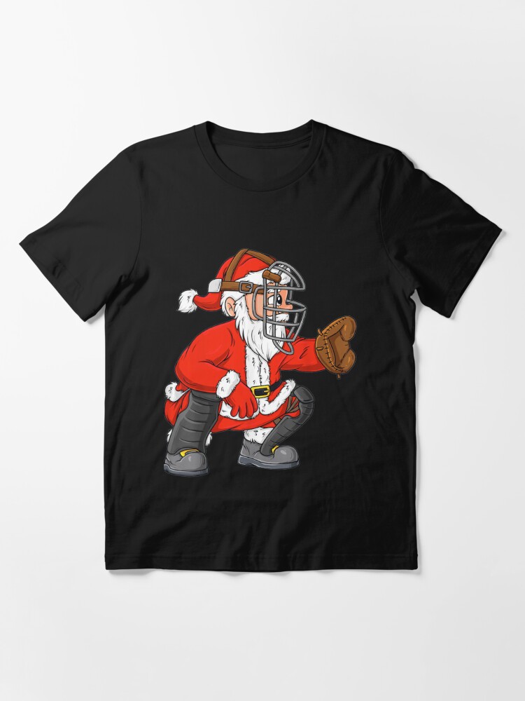 Disover Christmas Santa Claus Baseball Catcher Boys Girls Kids Xmas Essential T-Shirt