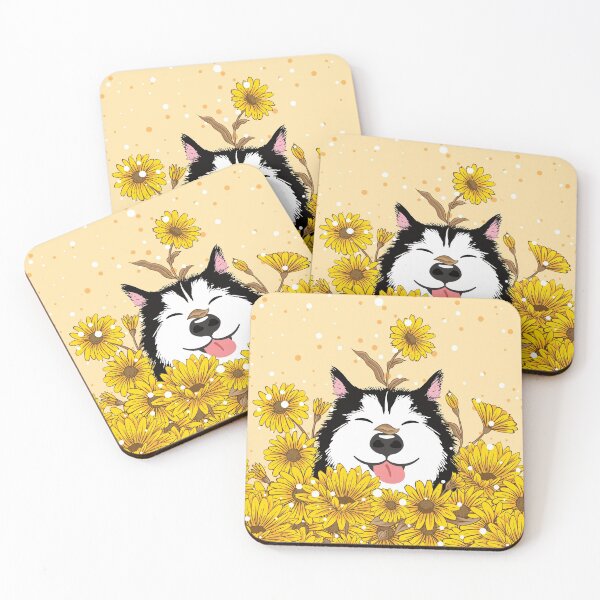 Item preview, Siberian Husky Dog and Sunflowers designed and sold by Lulupainting.