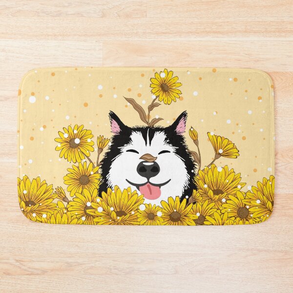 Item preview, Siberian Husky Dog and Sunflowers designed and sold by Lulupainting.