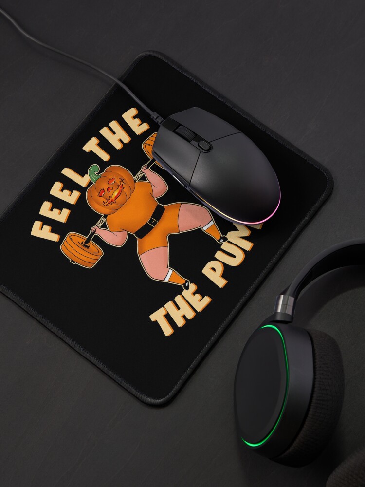 Alternate view of Funny workout design for Halloween Jack-o'-lantern Squats Mouse Pad