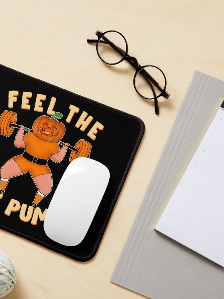 Alternate view of Funny workout design for Halloween Jack-o'-lantern Squats Mouse Pad