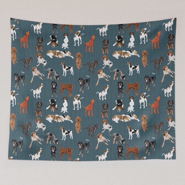 Item preview, Coonhounds on Dark Teal designed and sold by ArtofACoonhound.