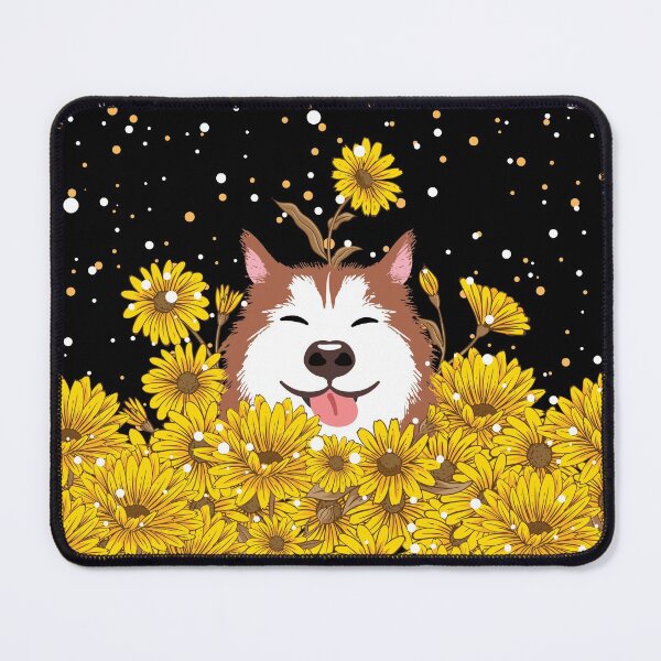 Item preview, Red Siberian Husky Dog and Sunflowers designed and sold by Lulupainting.