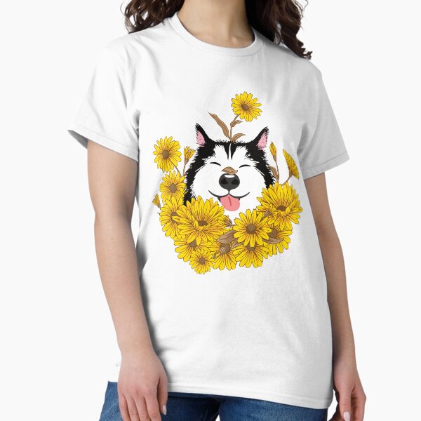 Item preview, Siberian Husky Dog and Sunflowers designed and sold by Lulupainting.