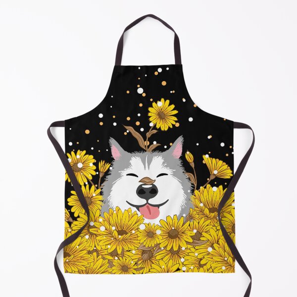 Item preview, Gray Siberian Husky Dog and Sunflowers designed and sold by Lulupainting.