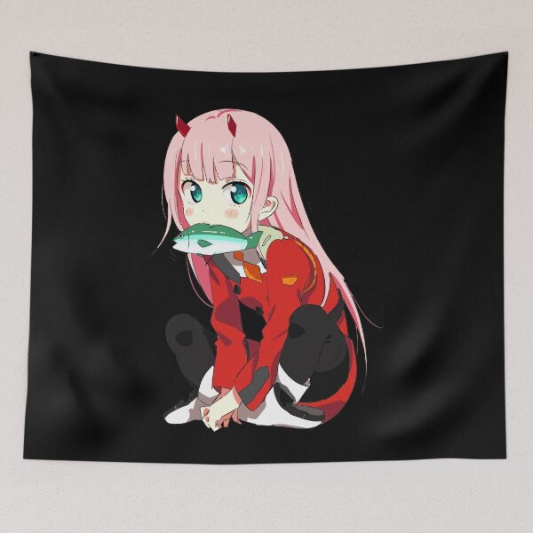 Item preview, cute zero two biting fish designed and sold by johnngobosart.