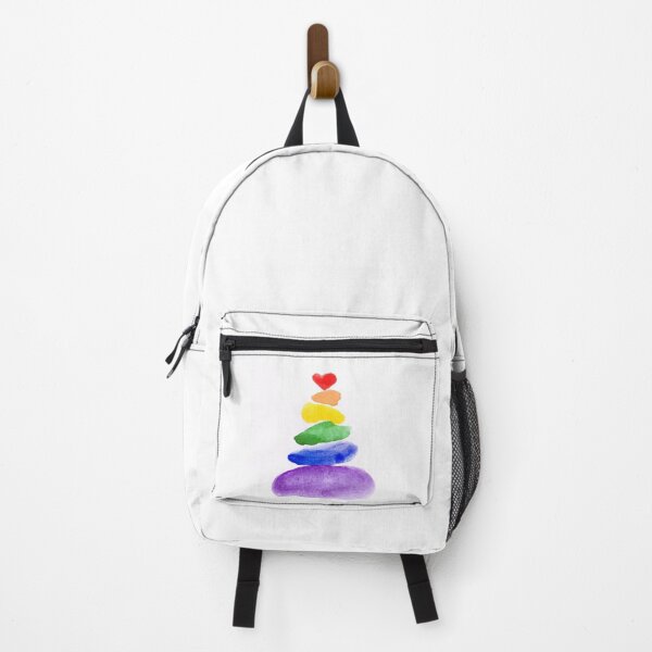 Item preview, Zen rainbow pyramid with heart on top, Gay pride watercolor print designed and sold by LiluGross.