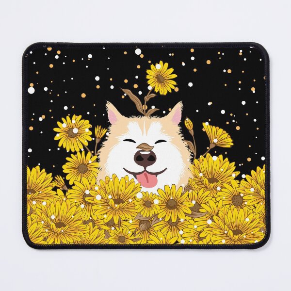 Item preview, Yellow Siberian Husky Dog and Sunflowers  designed and sold by Lulupainting.