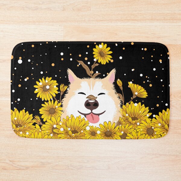 Item preview, Yellow Siberian Husky Dog and Sunflowers  designed and sold by Lulupainting.