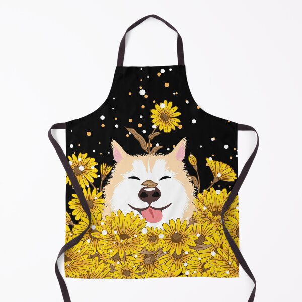 Item preview, Yellow Siberian Husky Dog and Sunflowers designed and sold by Lulupainting.