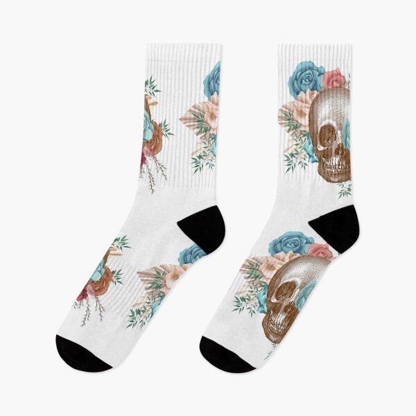 Item preview, Skull With Floral Vintage Boho Style For Men and Women designed and sold by Hartics.