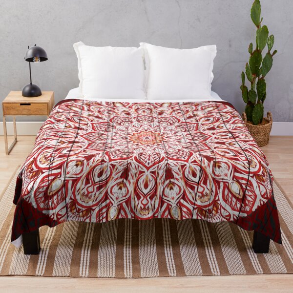 Item preview, Deep Red Wooden Textured Boho Tribal Mandala designed and sold by micklyn.