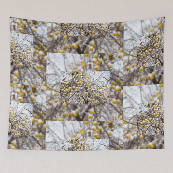 Item preview, apples sag on tree in snow designed and sold by Arletta Cwalina.
