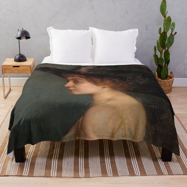 Item preview, Arthur Ferraris Woman with Feather Hat Painting designed and sold by Bellathewilde.