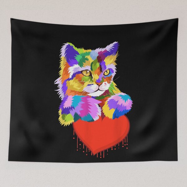 Item preview, Colorful Cat for Kitten Lovers Kitty Adoption Dripping Heart designed and sold by NaomiTankersly.