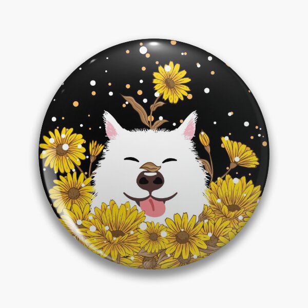 Item preview, White Siberian Husky Dog and Sunflowers  designed and sold by Lulupainting.