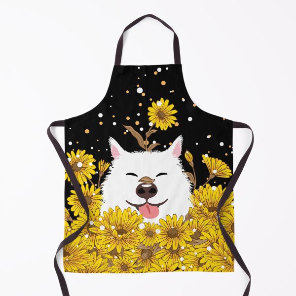 Item preview, White Siberian Husky Dog and Sunflowers designed and sold by Lulupainting.
