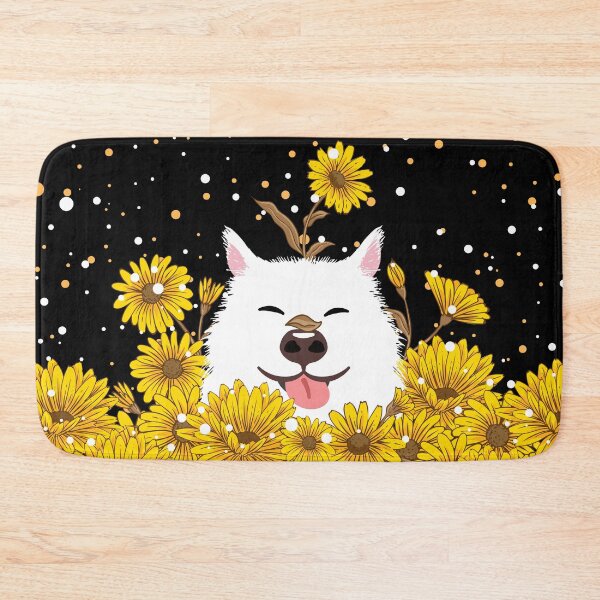 Item preview, White Siberian Husky Dog and Sunflowers  designed and sold by Lulupainting.