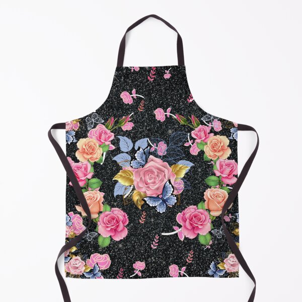 Item preview, Beautiful pink roses butterflies golden leaves glittering floral designed and sold by TheSeasonalYard.