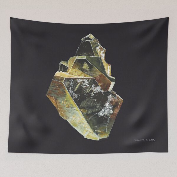 Item preview, Drawing of a Pyrite crystal in oil pastel designed and sold by ThalerSlama.