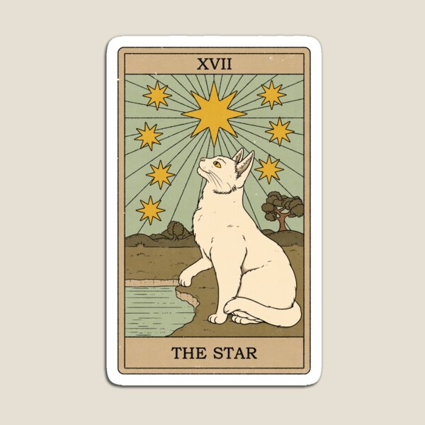 Vista previa del artículo con la obra «La estrella - Tarot de los gatos», diseñado y vendido por Thiago Corrêa.